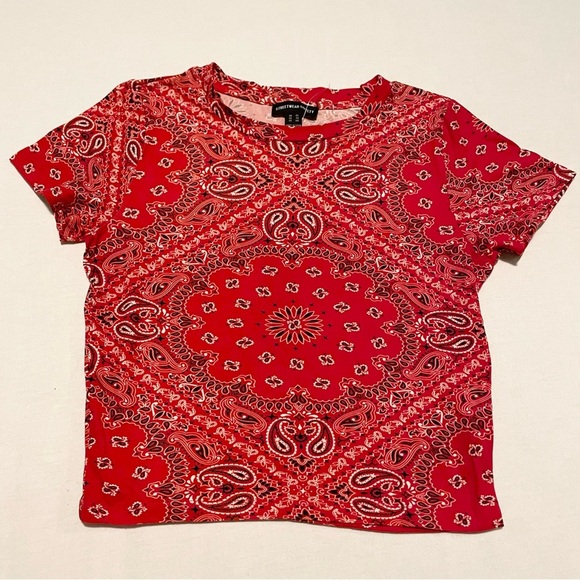 Streetwear Society Paisley Red Bandana Womens Tshirt Size XL Shirt - Picture 15 of 16